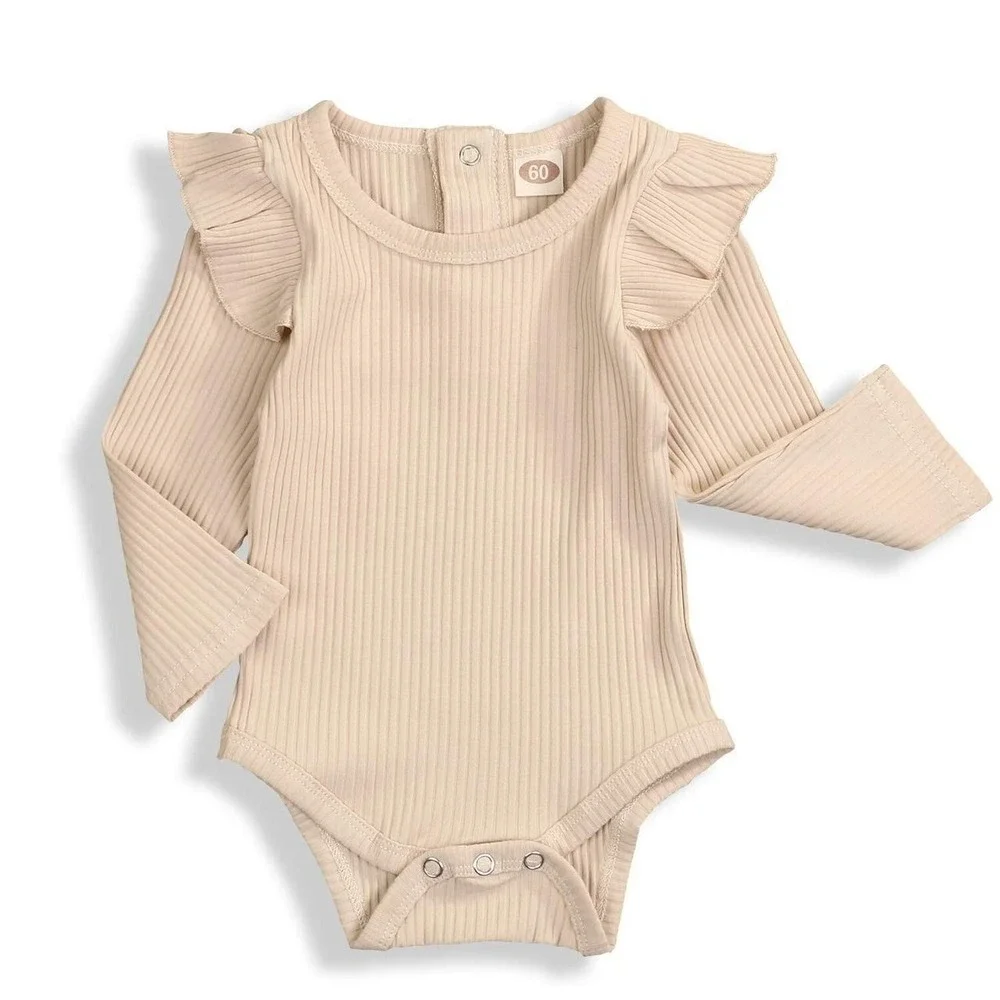 Infant Girl Bodysuit - Cream Size 18-24 Months Ruffle Romper One-Piece